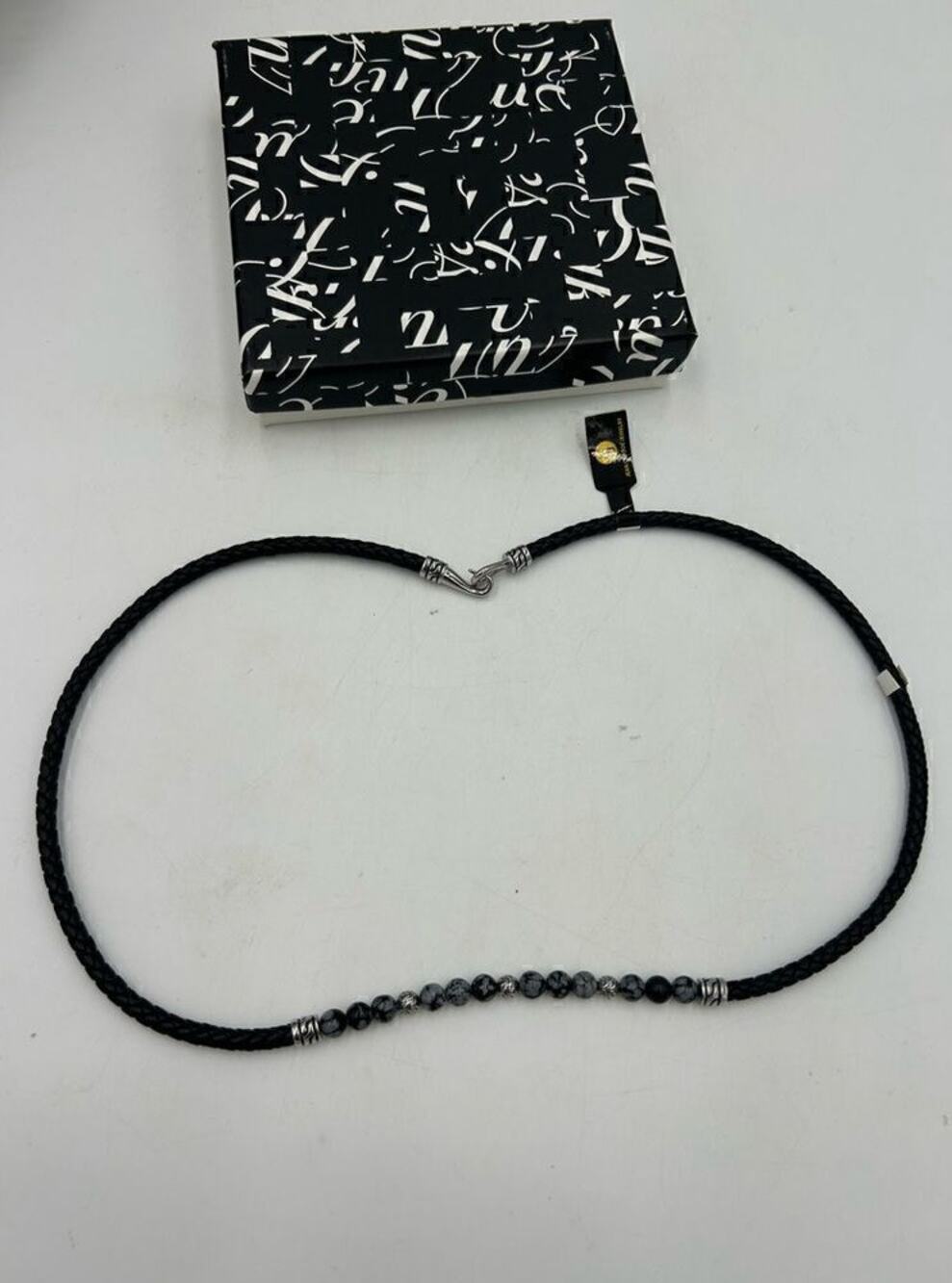 Unisex Jean-Claude, Pearl, embellished leather necklace